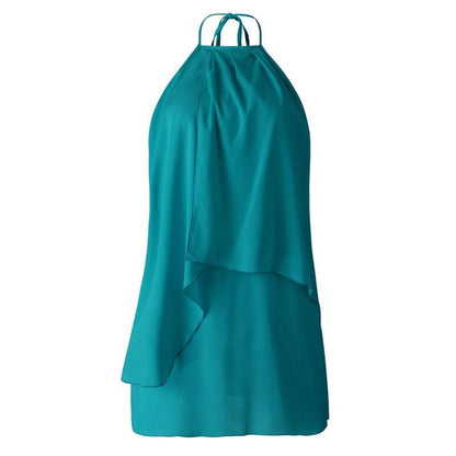 Women Sleeveless Irregular Dress Green