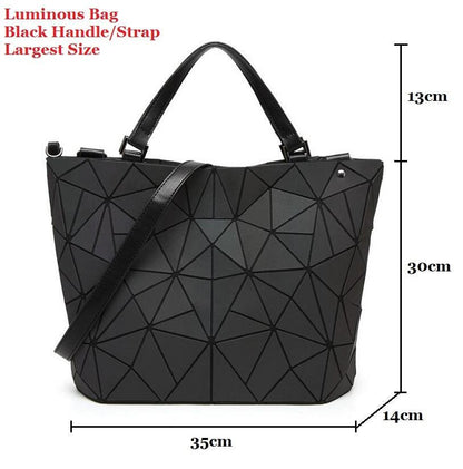 Women 's Bag Hot Luminous Geometric Laser Luminous Handle Large