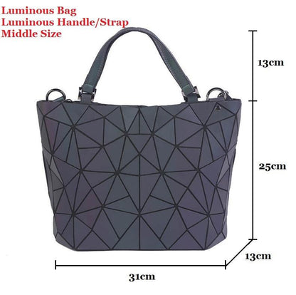 Women 's Bag Hot Luminous Geometric Laser Luminous Handle Medium