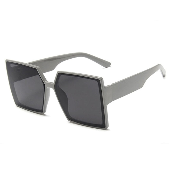 Women's Square Sunglasses Oversized Gray Gray Free Cloth and Bag