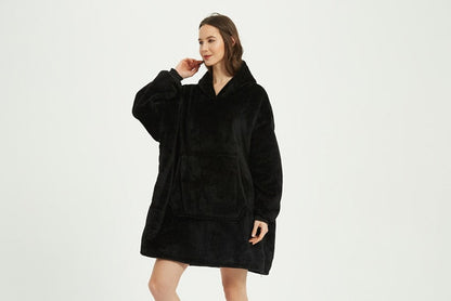 Women's Winter Blanket Hoodies Black Oversized