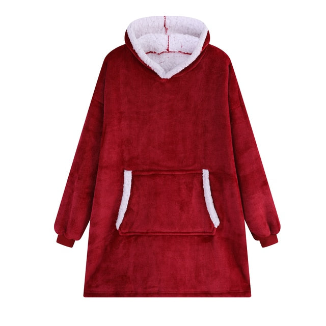 Women's Winter Blanket Hoodies New Wine Oversized