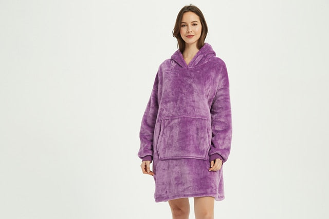 Women's Winter Blanket Hoodies Purple Oversized