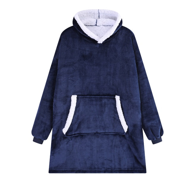 Women's Winter Blanket Hoodies New Blue Oversized