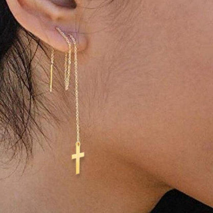 women Earrings Gold Silver gold cross