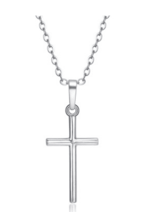 women vintage gift small Gold Cross religious jewelry Silver